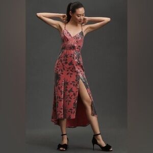 Hutch Pink and Black Sequin Floral Midi Sleeveless Dress in Size 2 Petite